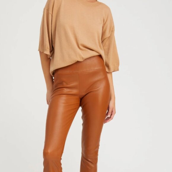 SPRWMN Chestnut Leather Ankle Flare - Picture 1 of 4